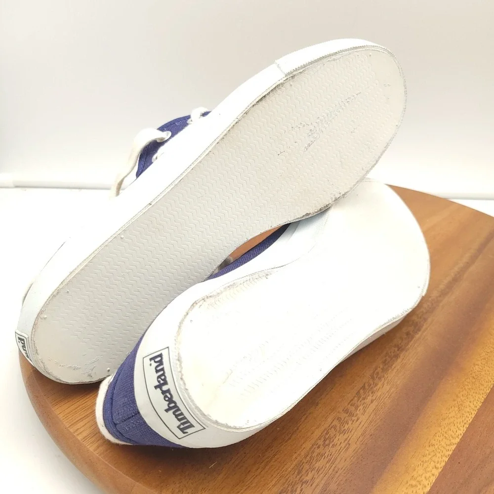 Timberland Boat Shoes Mens 7.5 Blue Canvas Deck Shoes‎